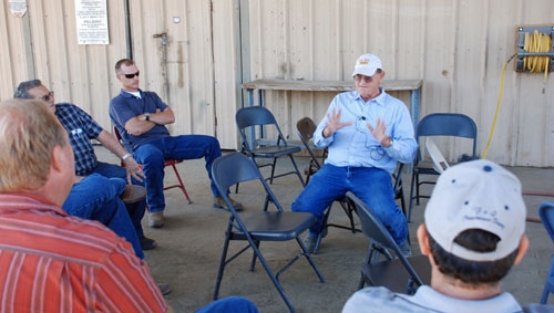 Michael Crowell hosting farmers at his Bar Vee Dairy in Turlock, Calif.