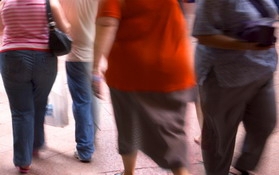 Obese people walking small