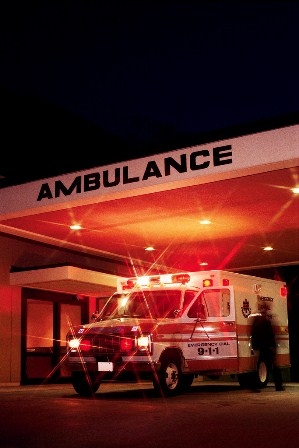 Ambulance at hospital emergency room
