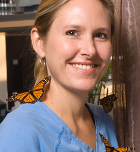 Sonia Altizer with monarch butterflies.