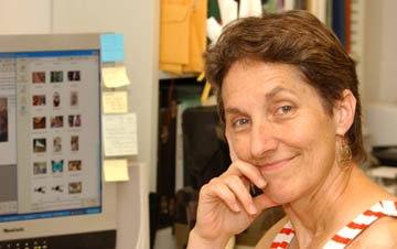 Lynn Kimsey, director of the Bohart Museum of Entomology, in her office. (Photo by Kathy Keatley Garvey)