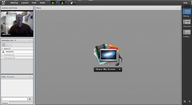 Photo of Adobe Connect desktop videoconferencing using desktop software and the web.