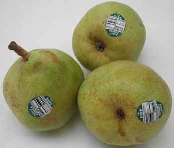 PLU Tags on Comice Pears