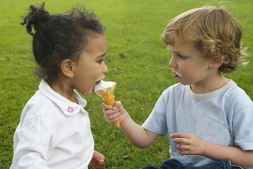 Children Sharing Ice Cream